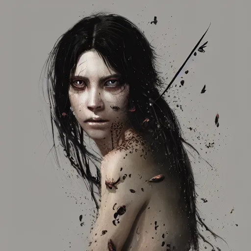 Prompt: portrait of a woman with long black hair and insects coming out of holes in her skin, trypophobia, dramatic lighting, illustration by Greg rutkowski, yoji shinkawa, 4k, digital art, concept art, trending on artstation