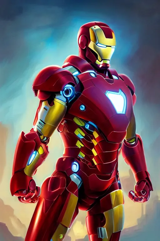 Image similar to epic iron man portrait stylized as fornite style game design fanart by concept artist gervasio canda, behance hd by jesper ejsing, by rhads, makoto shinkai and lois van baarle, ilya kuvshinov, rossdraws global illumination radiating a glowing aura global illumination ray tracing hdr render in unreal engine 5