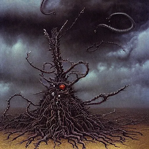 Image similar to dark storm clouds made out of hundreds of sad ghostly faces. berserk. lovecraftian. kentaro miura. painting by beksinski and ted nasmith.