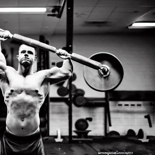 Prompt: a man lifting weights, sport, epic, motivational