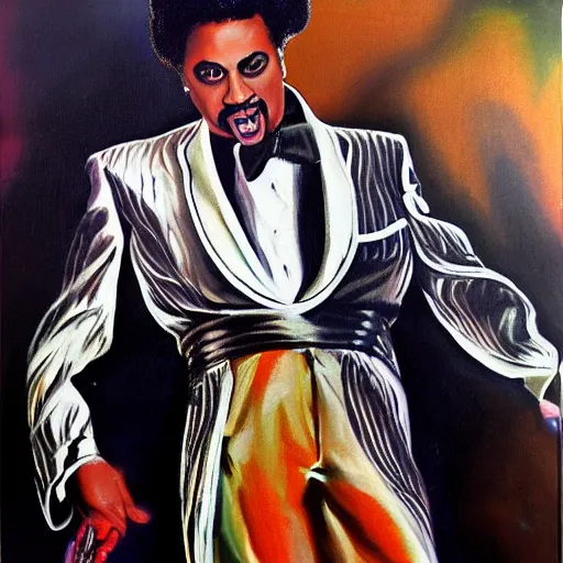 Prompt: a painting of morris day in the style of rolf armstrong.