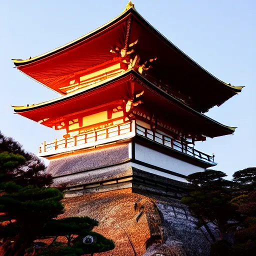 Prompt: Photo of ginkakuji temple, golden hour, golden ratio, beautiful, cinematic, 8k,