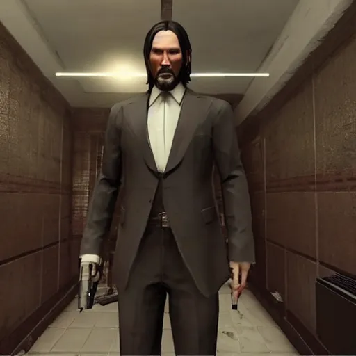 Image similar to john wick in a hitman game