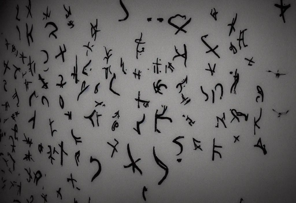 Image similar to demonic runes over the bathroom walls