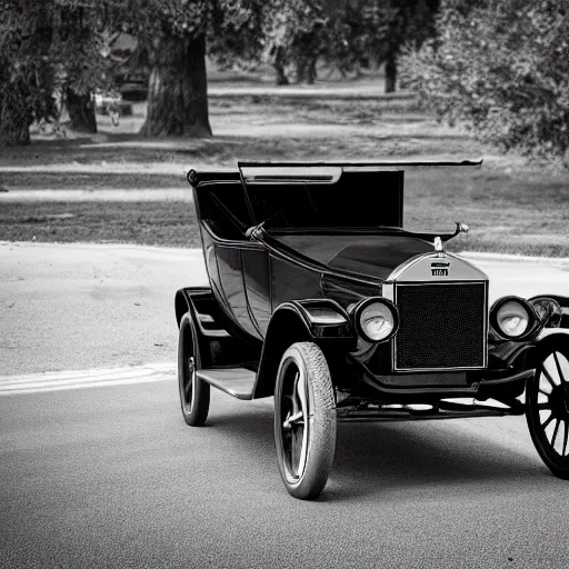 Prompt: Model T Ford with huge rims, (Sony a7R IV, symmetric balance, polarizing filter, Photolab, Lightroom, 4K, Dolby Vision, Photography Award, black and white)