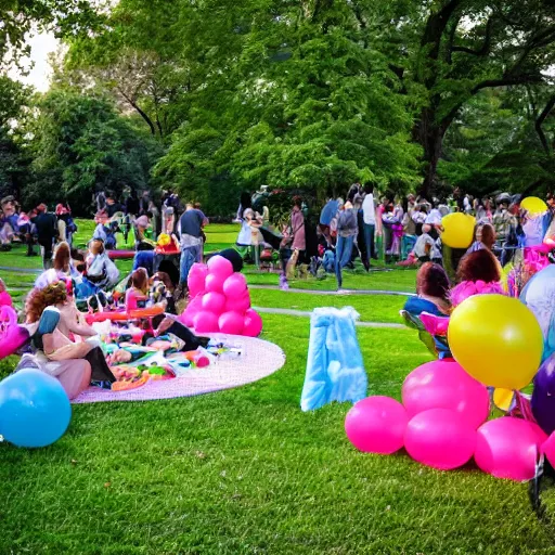 Prompt: a birthday party in a park in new york