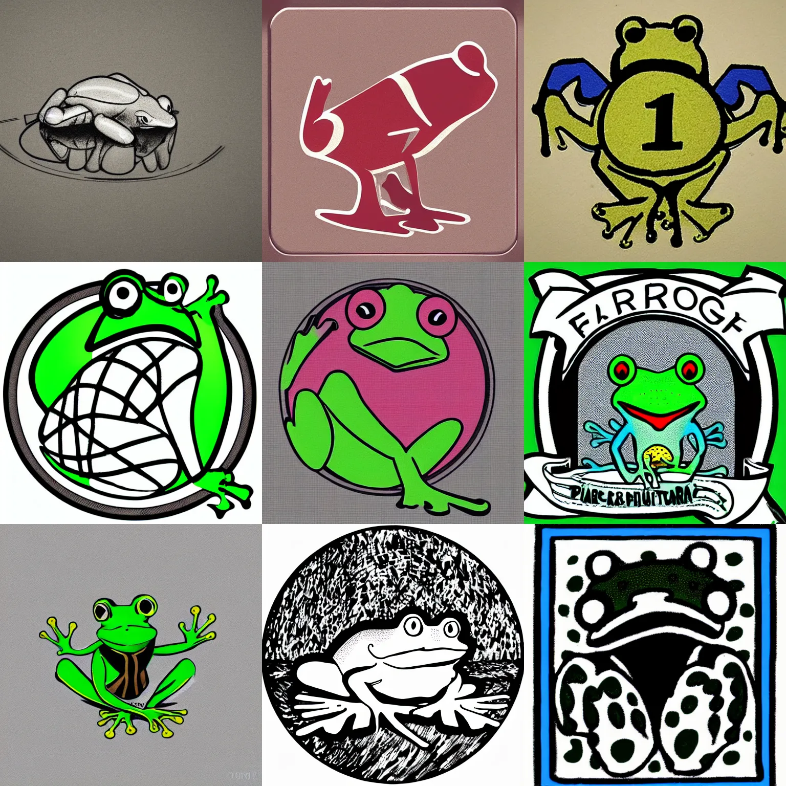 Prompt: a frog, modern pictoral art, iconic logo, symbolic