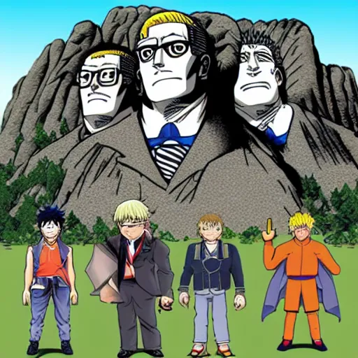 Image similar to mount rushmore made of shonen jump characters