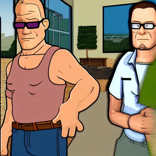 Prompt: hank hill, gta cover art