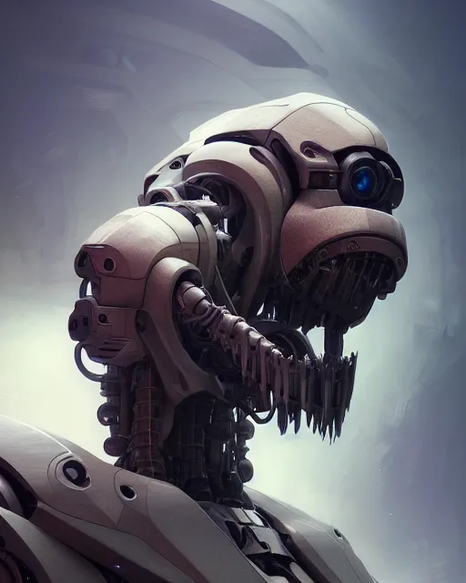 Image similar to mecha male mammoth portrait, cyborg, intricate mechanical body, robot eyes, hyper realistic 3 d render by ilya kuvshinov, jonas roscinas, peter mohrbacher, greg rutkowski, ryohei hase, dramatic lighting, intricate, highly detailed, sharp focus, luminous, unreal engine, blender, artstation, masterpiece, ray tracing