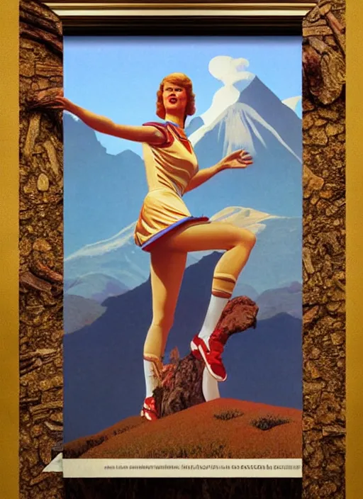 Image similar to portrait of talyor swift cheerleader, twin peaks poster art, from scene from twin peaks, by maxfield parrish, kilian eng, artgerm, retro, nostalgic, old fashioned