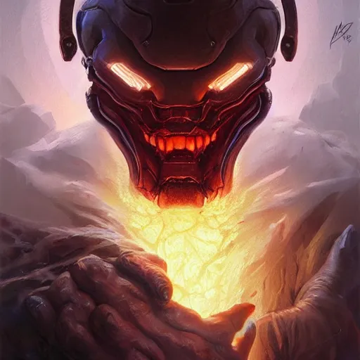 Prompt: doom eternal, mutant, tubes fused with the body, golden ratio, painted by stanley lau, painted by greg rutkowski, painted by stanley, artgerm, masterpiece, digital art, trending on arts