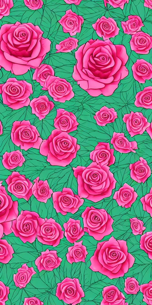 Image similar to seamless pattern of beautiful roses with leaves and throns, colourful, symmetrical, repeating 35mm photography