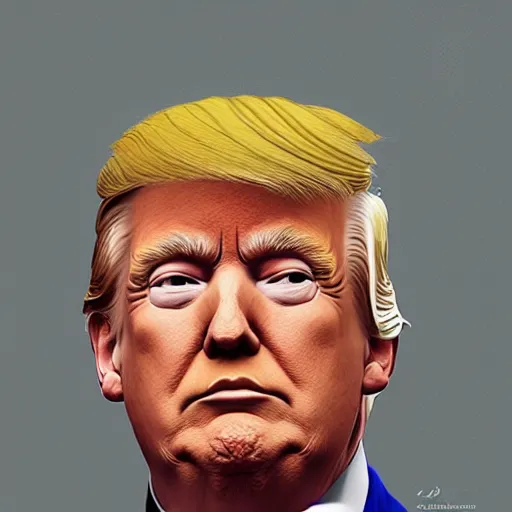Image similar to portrait of Donald Trump, elegant, intricate, headshot, highly detailed, digital painting, artstation, concept art, sharp focus, illustration, art by Larry Achiampong