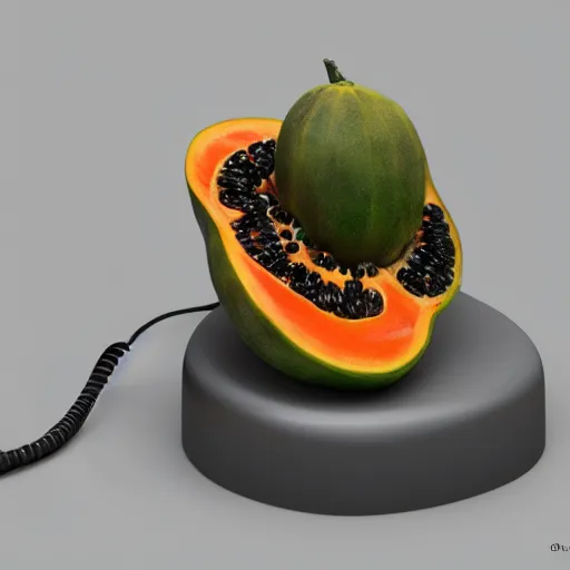 Image similar to papaya telephone, UHD, hyperrealistic render, highly detailed, 4k, artstation