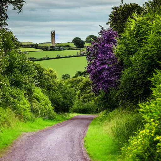 Prompt: English countryside in mid summer.