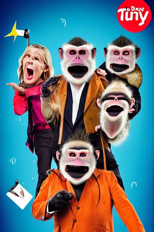 Image similar to poster for an australian netflix drongo sitcom called drongo, funny monkey, tv show drongo poster