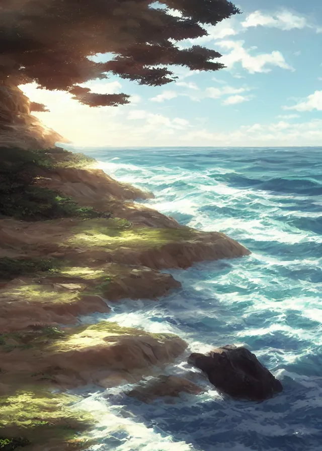 Image similar to sea shore, makoto shinkai