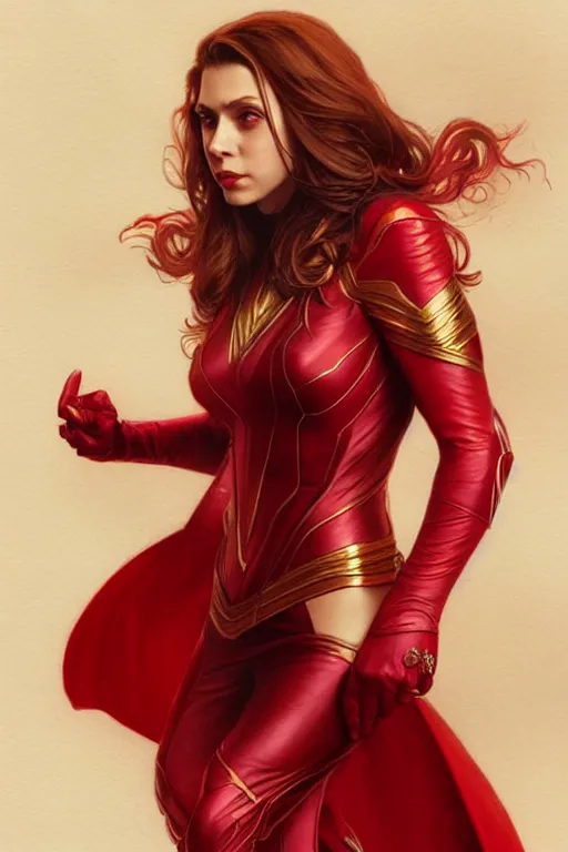 Prompt: Karan Johar as Scarlet Witch, Scarlet Witch costume, villany, portrait, masculine figure, highly detailed, digital painting, artstation, concept art, smooth, sharp focus, illustration, cinematic lighting, art by artgerm and greg rutkowski and alphonse mucha