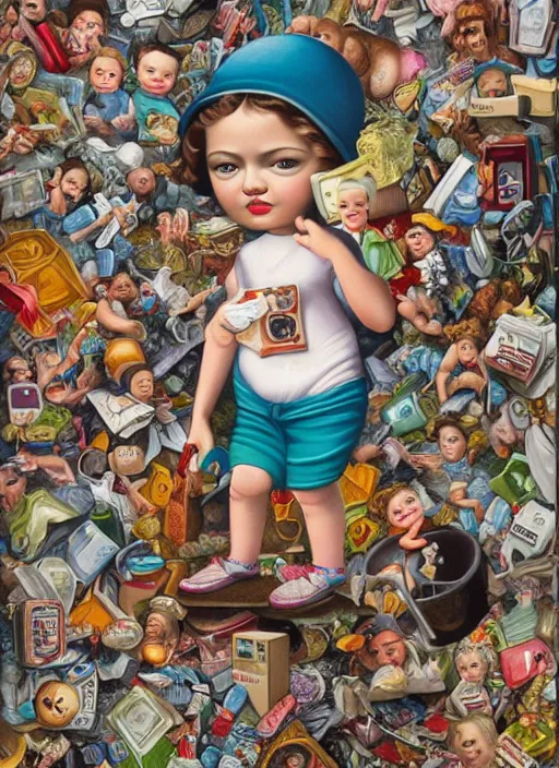 Image similar to people see a smartphone as a trash Mark Ryden and Alex Gross, Todd Schorr highly detailed