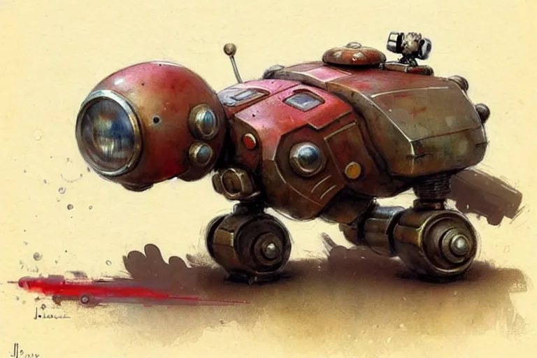 Image similar to adventurer ( ( ( ( ( 1 9 5 0 s retro future robot mouse battlemech house. muted colors. ) ) ) ) ) by jean baptiste monge!!!!!!!!!!!!!!!!!!!!!!!!! chrome red