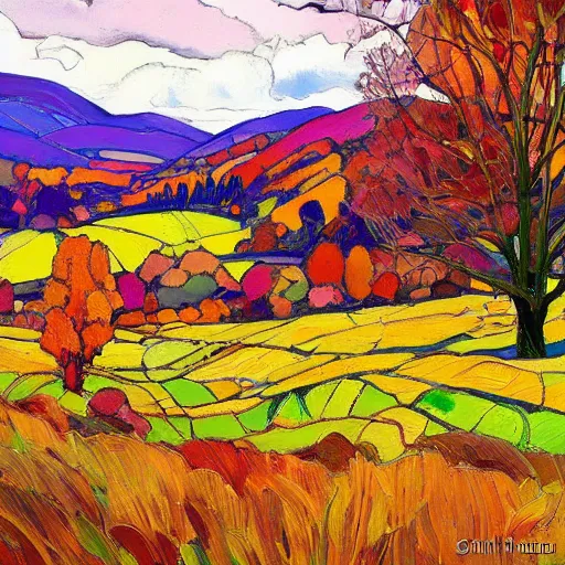 Image similar to beautiful autumnal scottish valley view by erin hanson