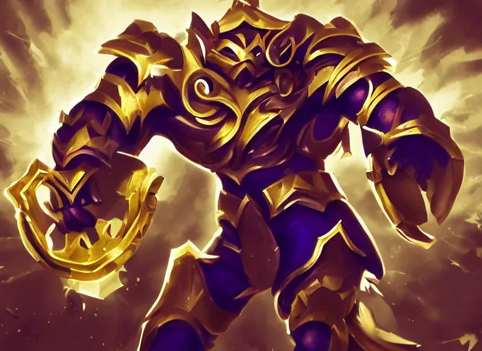 Prompt: champion splashart of champion made out of gold