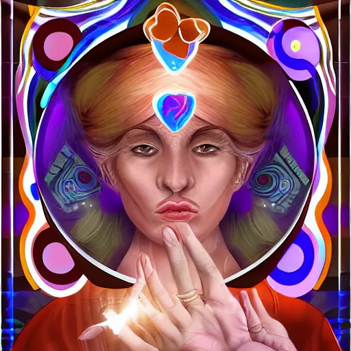 Image similar to the dice maker, woman, mystic, digital art, portfolio