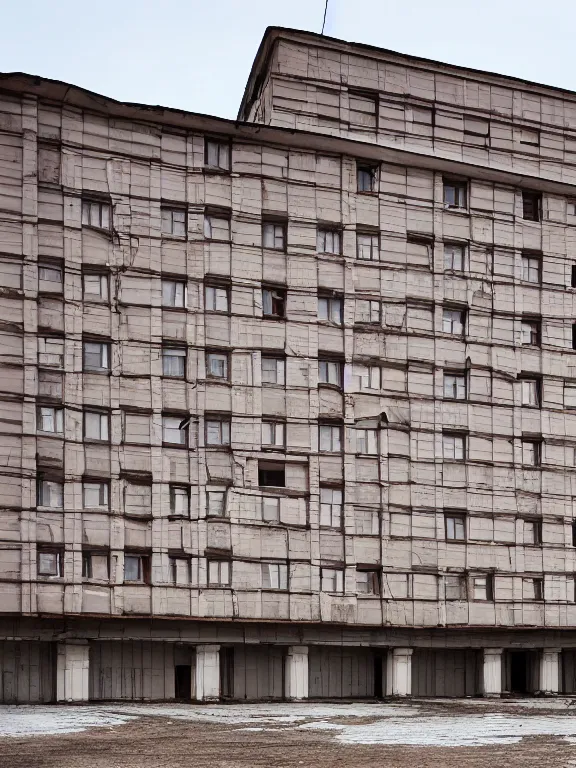 Image similar to soviet suburb building, photo, front view