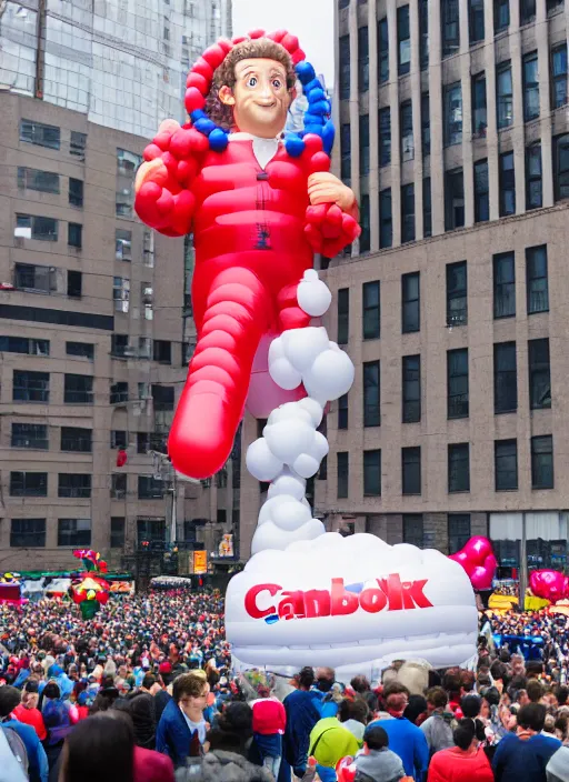 Prompt: inflatable balloon of mark zuckerberg, macy ’ s parade, canon 5 d, 5 0 mm lens, fuji 8 0 0 film