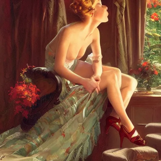 Prompt: a beautiful place where i go to hide, painting by JC Leyendecker and Gil Elvgren and Thomas Kinkade