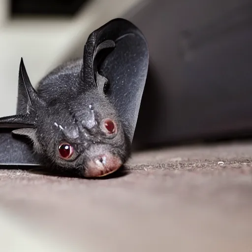 Image similar to sad bat sits at the floor, photo