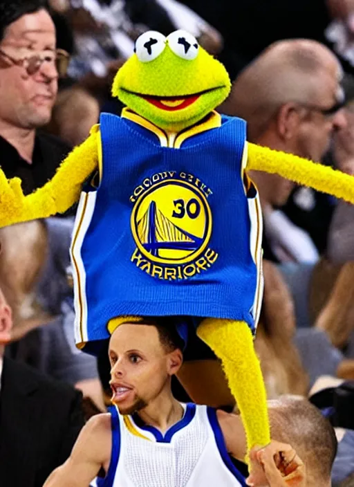 Prompt: steph curry hosting the muppet show