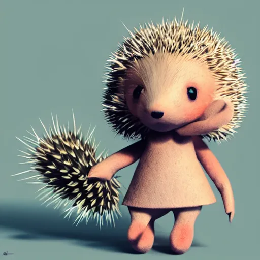 Image similar to cute fumo plush of a hedgehog girl with prickly spines, character design contest winner, silhouette, artstation, vray, anime girl