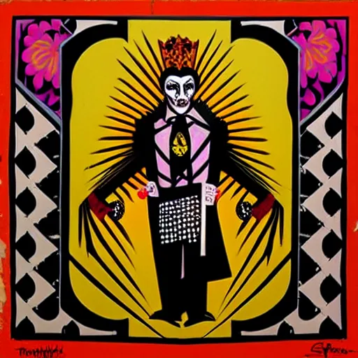 Image similar to transylvanian folk art, in the style of graffiti, made by shepard fairey