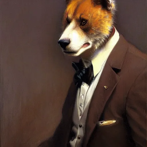 Image similar to a portrait of an animal wearing a suit. highly detailed painting by gaston bussiere, craig mullins, j. c. leyendecker, furry