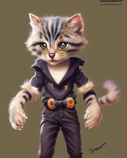 Image similar to character concept art of a cute young male anthropomorphic furry cat | | cute - fine - face, pretty face, key visual, realistic shaded perfect face, fine details by stanley artgerm lau, wlop, rossdraws, james jean, andrei riabovitchev, marc simonetti, and sakimichan, trending on artstation