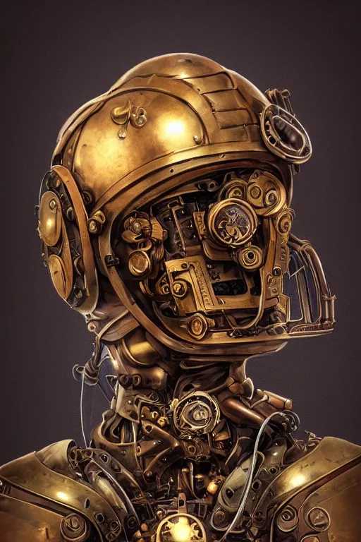 Image similar to steampunk helmet fantasy art mask robot ninja stylized digital illustration sharp focus, elegant intricate digital painting artstation concept art global illumination ray tracing advanced technology chaykin howard and campionpascale and cooke darwyn and davis jack