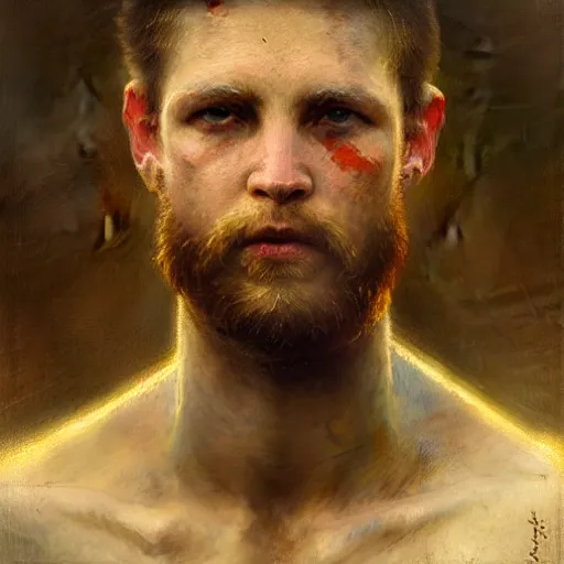 Image similar to a portrait of a white boy warrior, high detail, cleary see face by gaston bussiere, bayard wu, greg rutkowski, odd nerdrum, maxim verehin, greg rutkowski, masterpiece, sharp focus, cinematic lightning - h 7 6 8