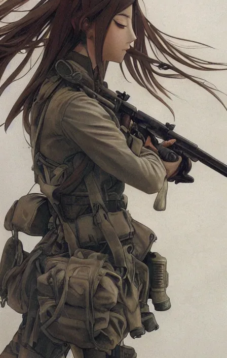 Prompt: infantry girl, anime style, symmetrical facial features long hair, hair down, under heavy fire, smoke explosions, visual novel art, alpha background, hyper realistic, pale skin, rule of thirds, extreme detail, 4 k, detailed drawing, trending artstation, realistic lighting, by alphonse mucha, greg rutkowski, sharp focus, backlit, fast helmet