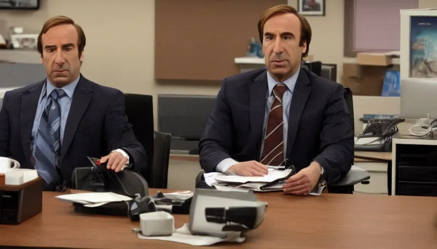 Prompt: saul goodman in the office us