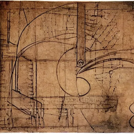 Prompt: leonardo davinci's schematics of magical apparatus