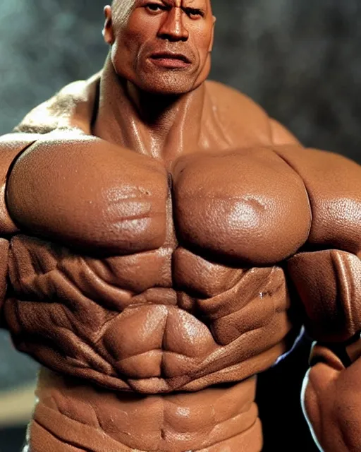 Image similar to close up shot of dwayne johnson action figure. dnd, high fantasy. royo, artgem, wlop