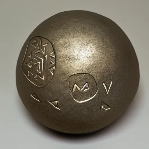 Prompt: precursor orb. minimalist art. jack and daxter game. bronze. runes.