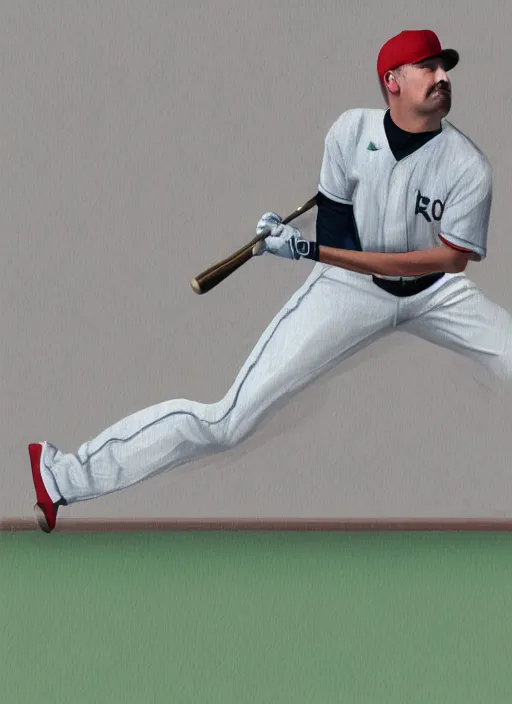 Image similar to a moment when bat hits ball, full body digital portrait of baseball player looking like alexander lukashenko, baseball stadium, photo realism