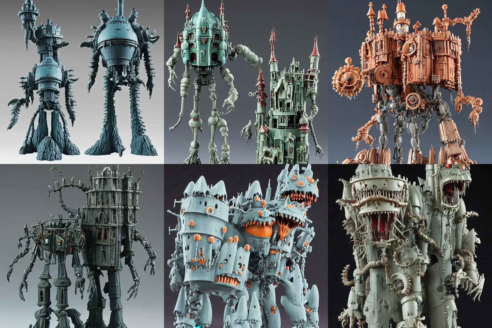 Prompt: A Lovecraftian scary giant mechanized castle from Studio Ghibli Howl's Moving Castle (2004) as a 1980's Kenner style action figure, 5 points of articulation, full body, 4k, highly detailed. award winning sci-fi. look at all that detail!