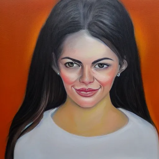 Image similar to Frontal portrait of three Emma Stones. Detailed painting