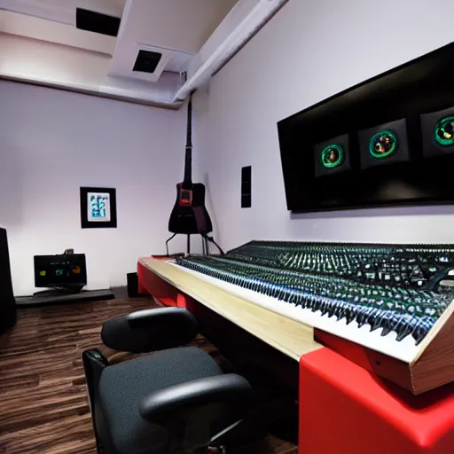 Prompt: a Nintendo 64 recording studio. Recording studio magazine