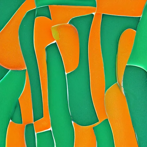 Prompt: orange on top, green on bottom, abstract