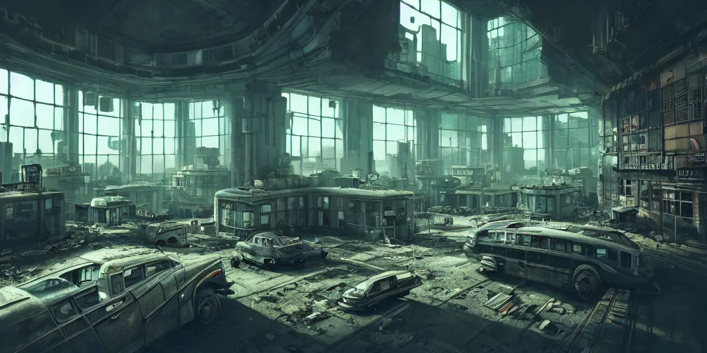 Prompt: inside an atompunk city, highly detailed, 8 k, hdr, award - winning, octane render, artstation, volumetric lighting
